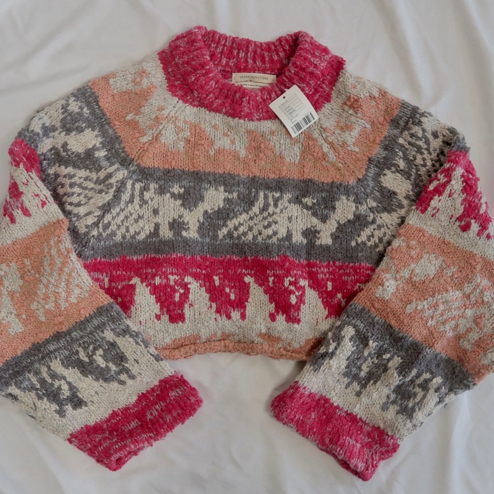 NWT UO Cropped Boyfriend Alpine Knit Sweater
